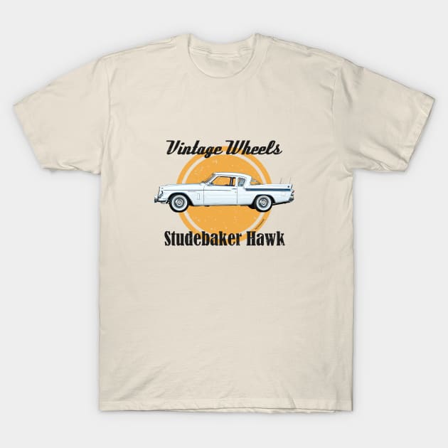 Vintage Wheels - Studebaker Hawk T-Shirt by DaJellah